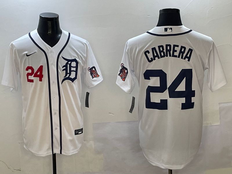 Men Detroit Tigers 24 Cabrera White Game 2025 Nike MLB Jersey style 3